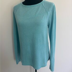 VSX Blue Long Sleeve Blouse with Black Crew Neck